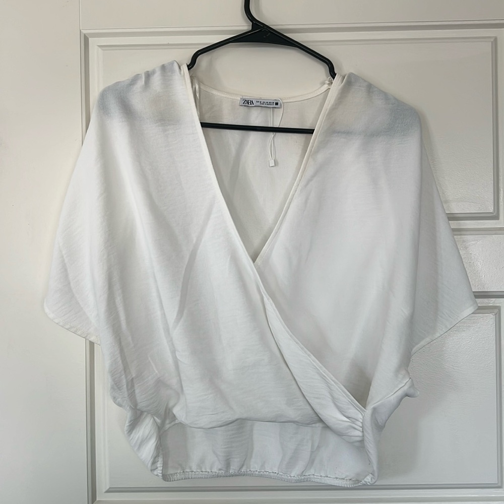 Zara swoop cropped blouse